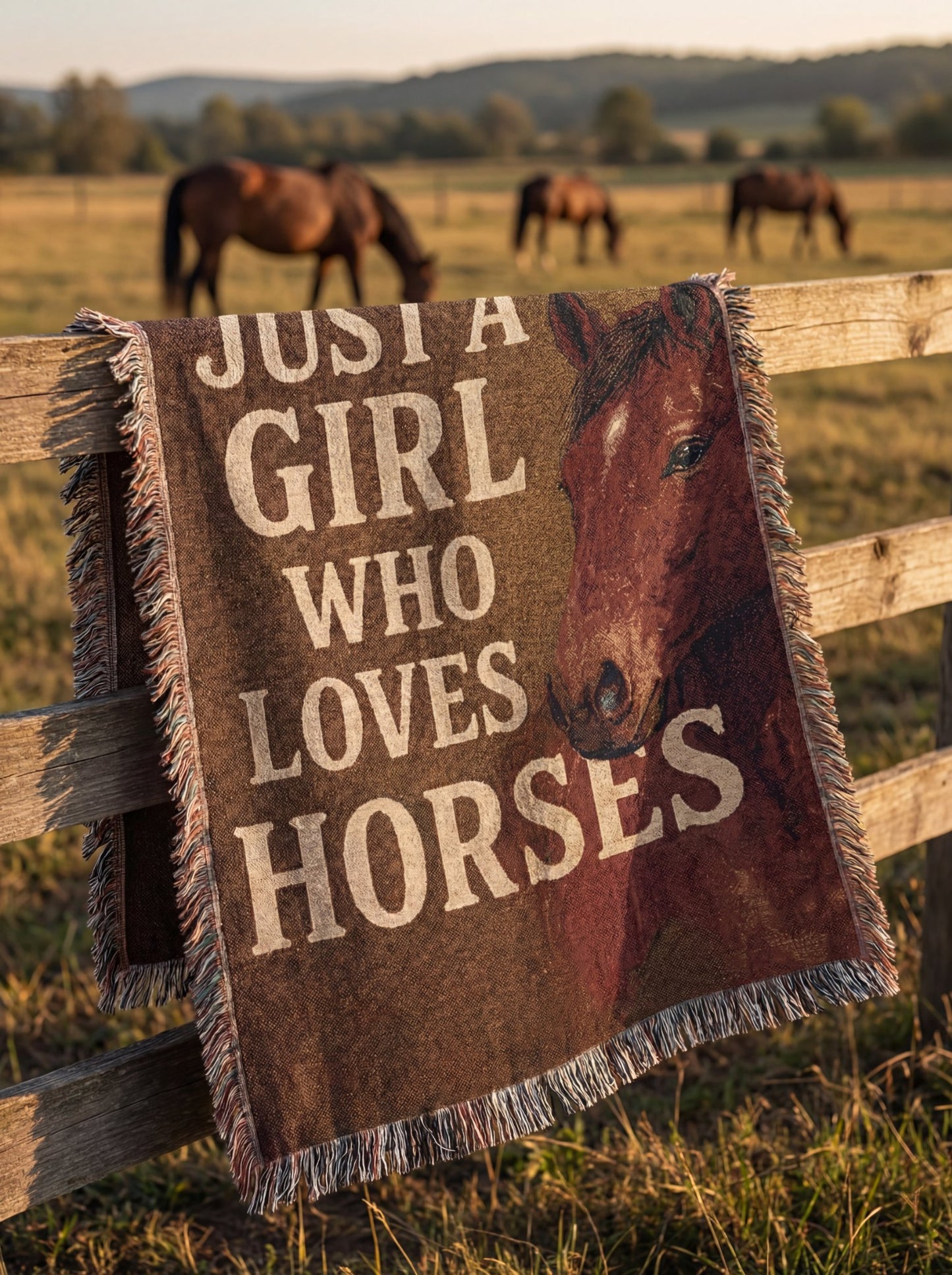 Girl Who Loves Horses Blanket