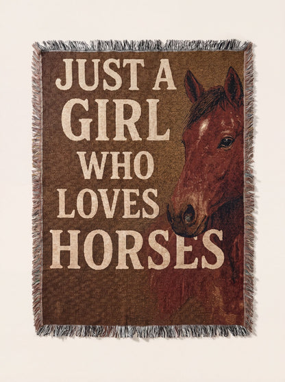 Girl Who Loves Horses Blanket